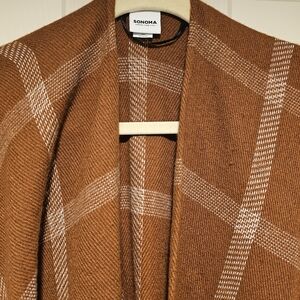 Sonoma Orange and White Plaid Wrap Shawl